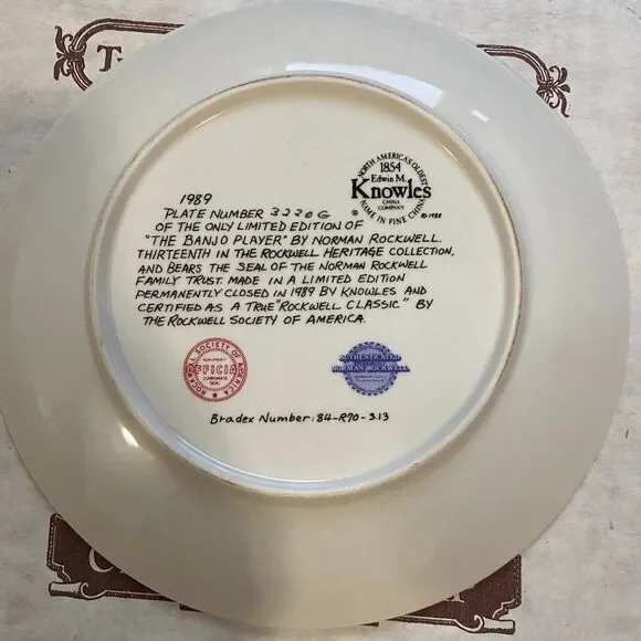 Norman Rockwell “The Banjo Player” Collector Plate Knowles 1989 Vtg - Picture 5 of 5